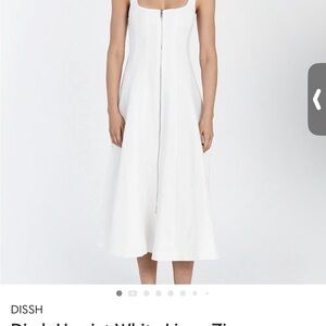 DISSH Square Neck White Midi Dress